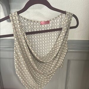 Chic Drape Front Crop Top - Black and Cream